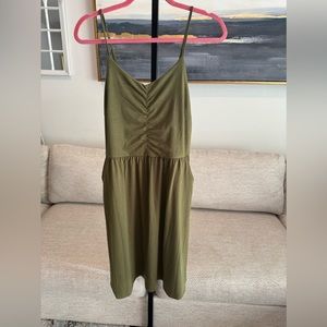 Green A Line Spaghetti Strap Sundresses with Pockets